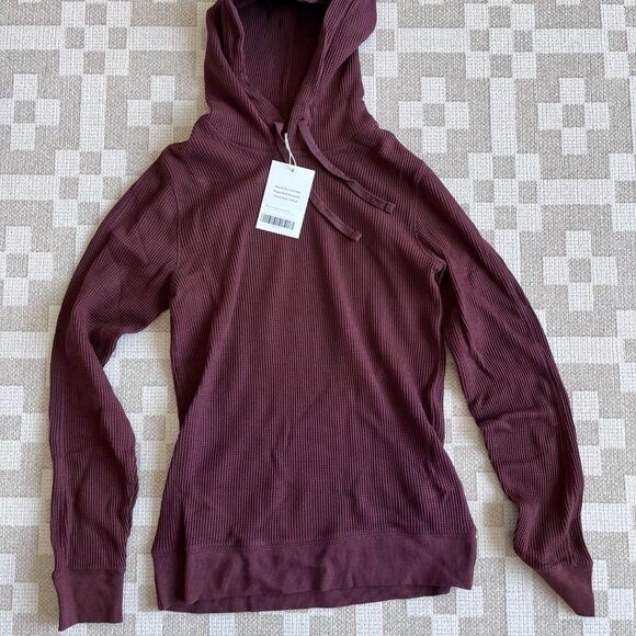 Everlane The Waffle-Knit Hoodie, XS, Dark Mahogany - Picture 2 of 4